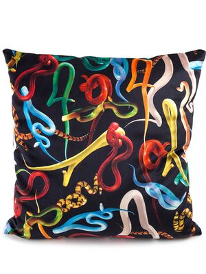Seletti coussin Snakes carré - Noir