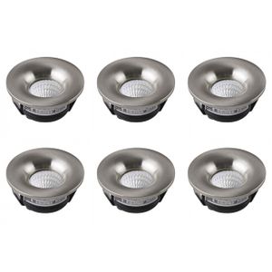 LED Veranda Spot Verlichting 6 Pack - Inbouw Rond 3W - Natuurlijk Wit 4200K - Mat Chroom Aluminium - Ø48.5mm