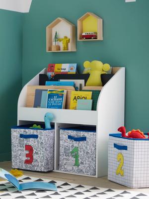 Opbergmeubel 2 vakken + rek-bibliotheek School wit