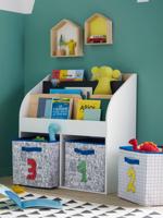 Opbergmeubel 2 vakken + rek-bibliotheek School wit