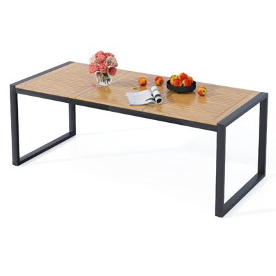 200 x 90 cm Tuintafel met Parasolgat Rechthoekige Terrastafel voor 8 Personen Grote Balkontafel van Acaciahout Outdoor-Eettafel