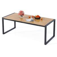 200 x 90 cm Tuintafel met Parasolgat Rechthoekige Terrastafel voor 8 Personen Grote Balkontafel van Acaciahout Outdoor-Eettafel