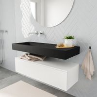 Mondiaz Alan badmeubel 120 cm talc 1 lade vrijhangend wastafel links zonder kraangat zwart