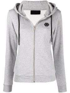 Philipp Plein hoodie zippé à patch logo - Gris