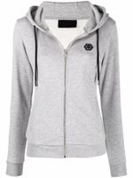 Philipp Plein hoodie zippé à patch logo - Gris