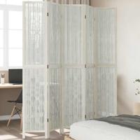 Kamerscherm met 5 panelen massief paulowniahout wit