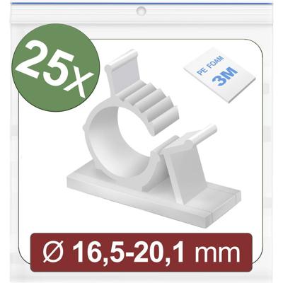 Quadrios 24CA448 Bevestigingssokkel Zelfklevend 24CA448 Bundel-Ø (bereik) 16.5 tot 20.1 mm Wit 25 stuk(s)