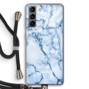 Blauw marmer: Samsung Galaxy S21 Transparant Hoesje met koord