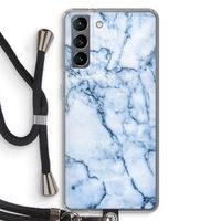 Blauw marmer: Samsung Galaxy S21 Transparant Hoesje met koord