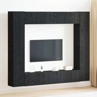 8-delige tv-kast set - Muurmontage, zwart eiken, gefineerd hout