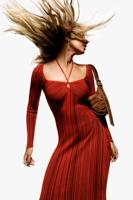 Nauwsluitende jurk met overslaghalslijn - ORANGE - L