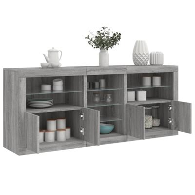 Dressoir met LED-verlichting 181,5x37x678 cm grijs sonoma eiken
