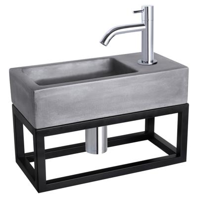 Differnz Ravo fonteinset beton donkergrijs - kraan gebogen - met handdoekrek - 38.5 x 18.5 x 9 cm - rood koper
