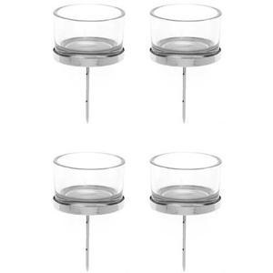 Theelichthouders instekers - 4x stuks - zilver - 9 x 4 cm - metaal - voor in kerststukje