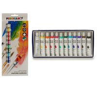 Acryl hobby/knutselen verf tubes 12 kleuren in tubes van 12 ml - thumbnail