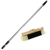 Binnenbezem synthetisch - inclusief metalen telescoopsteel - grijs - 130 cm - koip 34 cm