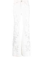 Roberto Cavalli pantalon évasé à fleurs - Blanc