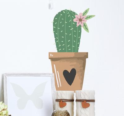 Muursticker cactus met hartje