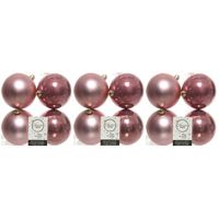 12x Oud roze kerstballen 10 cm kunststof mat/glans - thumbnail