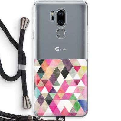Gekleurde driehoekjes: LG G7 Thinq Transparant Hoesje met koord