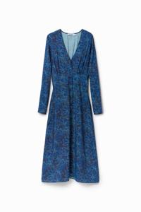 Midi-overhemdjurk bloemen - BLUE - S