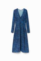 Midi-overhemdjurk bloemen - BLUE - S