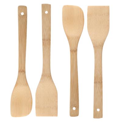 Keukengerei spatels/lepels set - 30 cm - hout - 4x delig - roerlepels - extra stevig