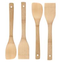 Keukengerei spatels/lepels set - 30 cm - hout - 4x delig - roerlepels - extra stevig