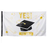 Geslaagd/afgestudeerd vlag - polyester - 90 x 150 cm - diploma examenfeest versiering - thumbnail