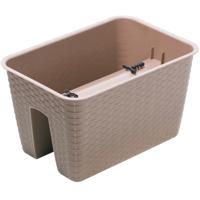 Balkon plantenbak Ratolla - kunststof - voor reling/balustrade - taupe - 40 cm - rotan look