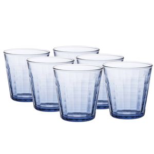 6x Koffie/espresso glazen blauw Prisme 170 ml - Koffie- en theeglazen