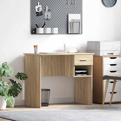 Bureau met lade Sonoma eiken 90 x 49.5 x 75 cm Bewerkt hout