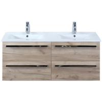 Seville Badmeubelset 120 cm - 4 Laden Craft Oak - Wastafel Enjoy Dubbel