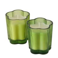 Boltze Home kaarsenpot glas in bloemvorm fiona h 8,5cm- d 7,4cm