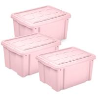 Multi Storage Opslagbox met deksel - 3x - roze - 16 liter - 40 x 30 x 21 cm - kunststof