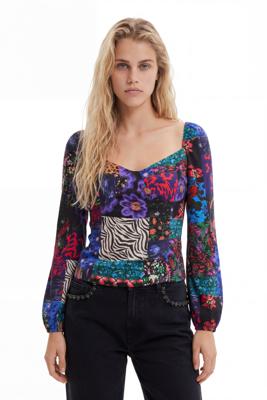 Korset-blouse met patch - BLACK - XL Korset-blouse met patch - BLACK - XL