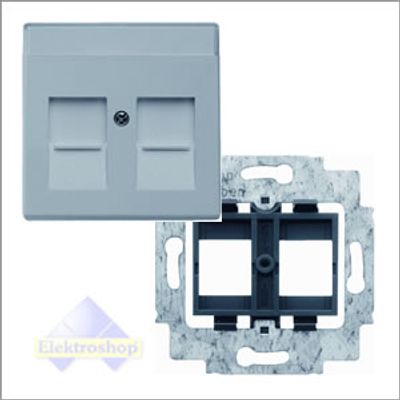 Busch-Jaeger draagframe en iinzetplaat voor 2x RJ45/RJ12 Pure Stainless Steel