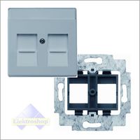 Busch-Jaeger draagframe en iinzetplaat voor 2x RJ45/RJ12 Pure Stainless Steel