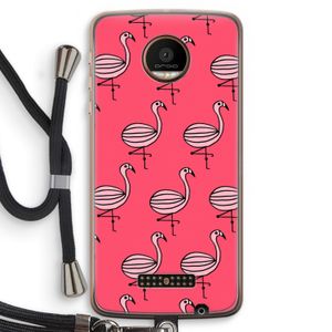 Flamingo: Motorola Moto Z Force Transparant Hoesje met koord