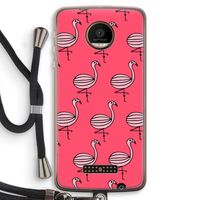 Flamingo: Motorola Moto Z Force Transparant Hoesje met koord
