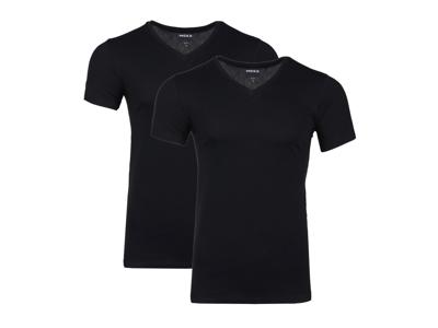 MEXX Set van 2 heren hemden of T-shirts (V-hals, Zwart, M)