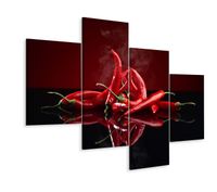 Schilderij - Rode chili pepers, 4 luik, premium print - thumbnail