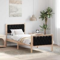 Bedframe met hoofdeinde Zwart 80 x 200 cm Massief grenenhout