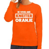 Kneiter oranje Koningsdag sweater dames - thumbnail