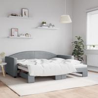 Slaapbank met onderschuifbed 90x190 cm stof lichtgrijs