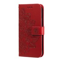 iPhone 11 Pro Max hoesje - Bookcase - Pasjeshouder - Portemonnee - Bloemenprint - Kunstleer - Rood