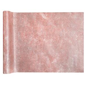 Kerst thema diner tafelloper op rol - metallic rose goud - 30 x 500 cm - polyester