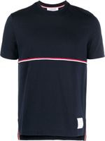 Thom Browne t-shirt à bande tricolore - Bleu