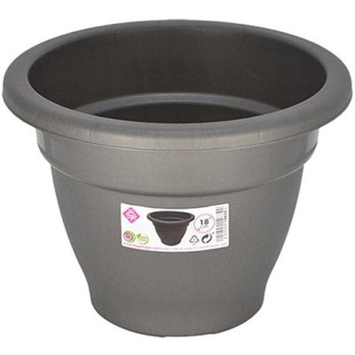 Grijze ronde plantenpot/bloempot kunststof diameter 18 cm