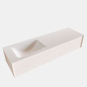 Badkamermeubel BWS Madrid Wit 150x45x30 cm Mat Witte Solid Surface Wastafel Links (1 kraangat)
